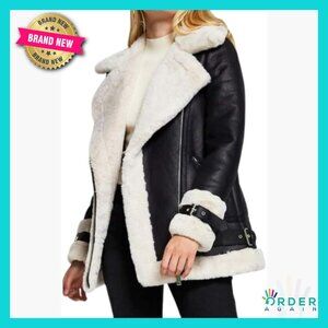 Vintage RAF Aviator Bomber Jacket Genuine Sheepskin Leather Faux Fur Lining